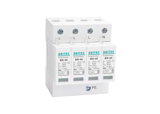 40kA ثلاث مراحل AC SPD الكهربائية المصنعة من البلاستيك مانع الرعد