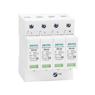 جهاز حماية من زيادة التيار BR-80 4P النوع 2 SPD 80KA واقي من زيادة التيار 4P للحماية من الصواعق