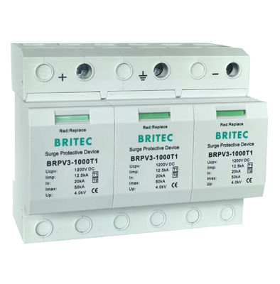 BRPV3-1000 T1 50ka DC 1000V 12.5ka Pv Surge Arrester جهاز الحماية من الأمواج الشمسية