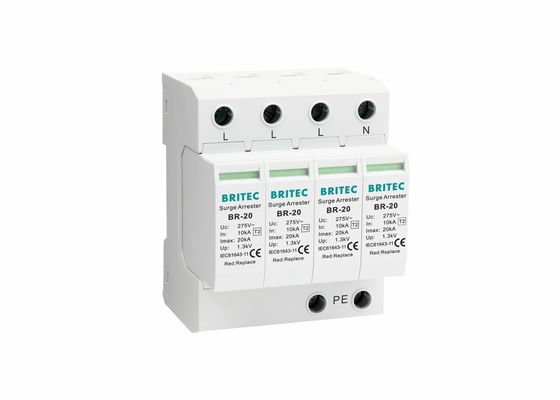 CE 20kA 4P Din Rail Class C جهاز حماية الطفرة صواعق