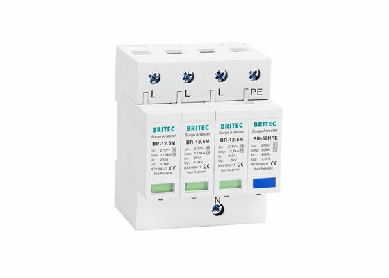 Iimp 12.5kA جهاز حماية من زيادة الحرارة مع غطاء بلاستيكي حرارة و DIN Rail Mount