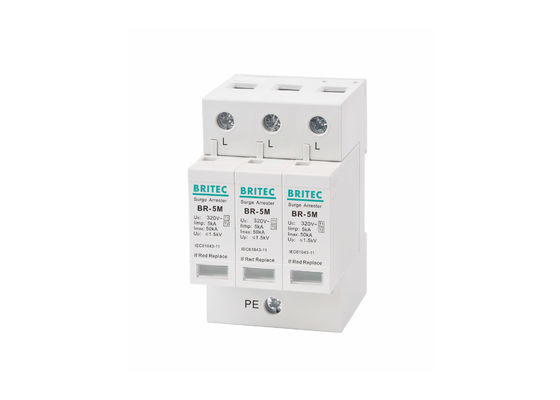 5kA 3P 320Vac واقيات الصواعق من النوع 1 + 2 / الفئة الأولى + الثانية / الفئة ب + ج