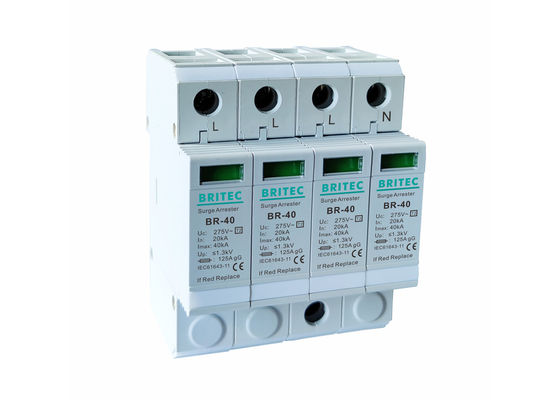 4P 40KA 275V 4 Pole Surge Protector IEC 61643-11 قياسي