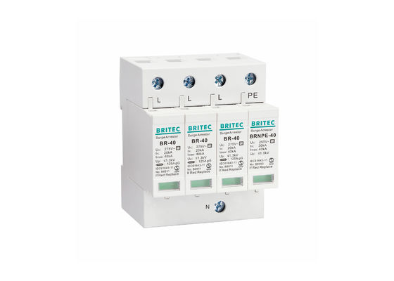 3P + NPE 40kA واقي من الصواعق بلاستيك UL94 –V0 Type 2 Surge Protection Device