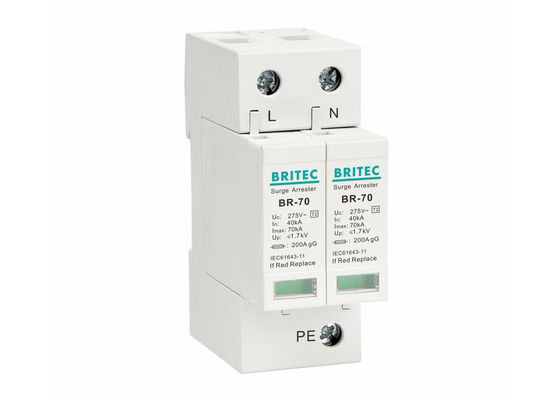 AC Type 2 Surge Protection Device 70kA DIN Rail محمولة صواعق Arrester