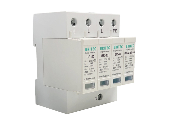 40kA Type 2 جهاز حماية الطفرة BRITEC 3P + NPE Power Protector BR-40 3 + 1