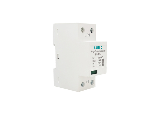 25kA Class I + II + III حامي عرام 150V 275V 320V 1.3kV T1 + T2 + T3 10 / 350us