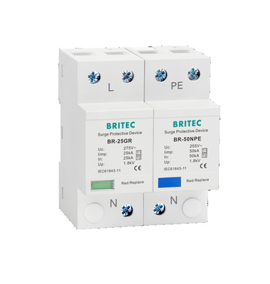BR-25GR 1P 1P 3p نوع Spd Surge Protector مانع الصواعق Supresor SPD النوع الأول والنوع الثاني