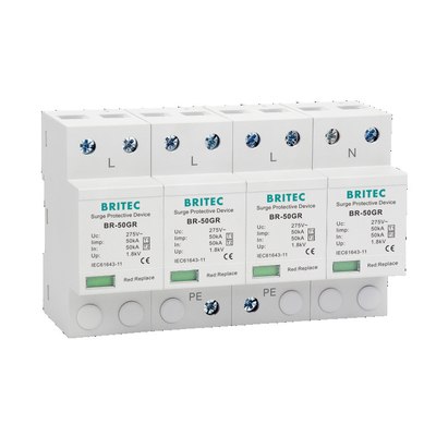 BR-50GR 275 4P Spd T1 T2 Type 1 Surge Protection Device Ac Lightning Protector 3 phase spd