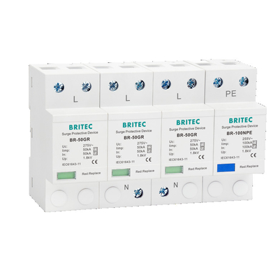 BR-50GR 275 4P Spd T1 T2 Type 1 Surge Protection Device Ac Lightning Protector 3 phase spd