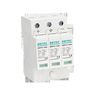 BRPV3-1000 T1 12.5kA PV Surge Arrester 50ka DC 1000V Spd الحماية الشمسية من التيار الكهروضوئي t1 t2 dc