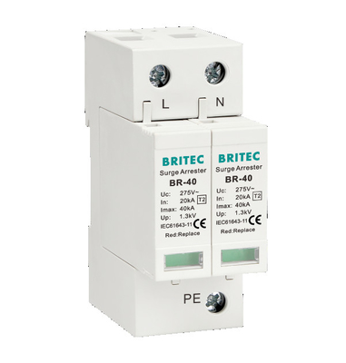 BR-40 3P ثلاث مراحل Spd مانعة الصواعق فئة II عرام حامي 40kA