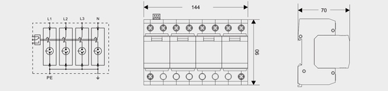 BR-25GR 4P SPD جهاز الحماية من الصواعق DIN Rail 35 Mm ac spd