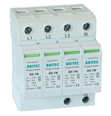 BR-7M 4P T1+T2 جهاز إيقاف الزيادة B+C Spd جهاز حماية الزيادة spd