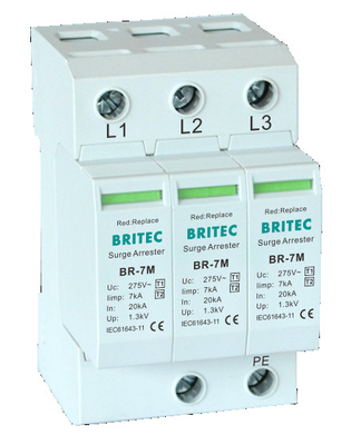 BR-7M 4P T1+T2 جهاز إيقاف الزيادة B+C Spd جهاز حماية الزيادة spd