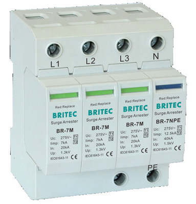 BR-7M 4P T1+T2 جهاز إيقاف الزيادة B+C Spd جهاز حماية الزيادة spd