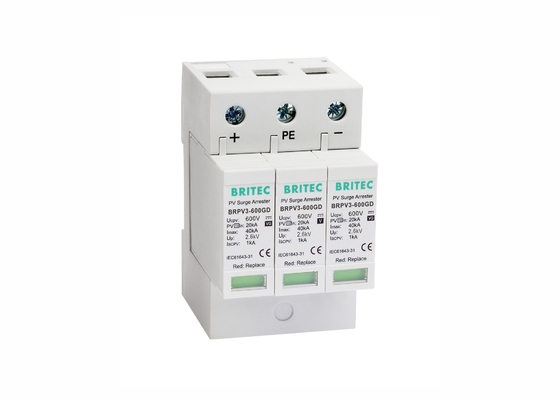 3 أقطاب DC 600V الضوئية عرام حامي 40kA حماية الطفرة الشمسية جهاز