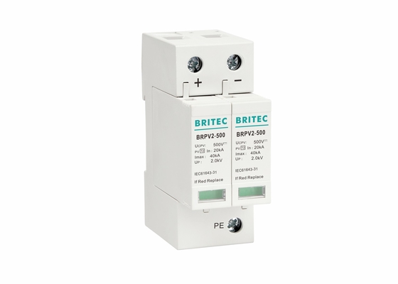 2P Pv جهاز الحماية من التوترات 40KA DC حماية التوترات 500V للنظام الشمسي الكهروضوئي