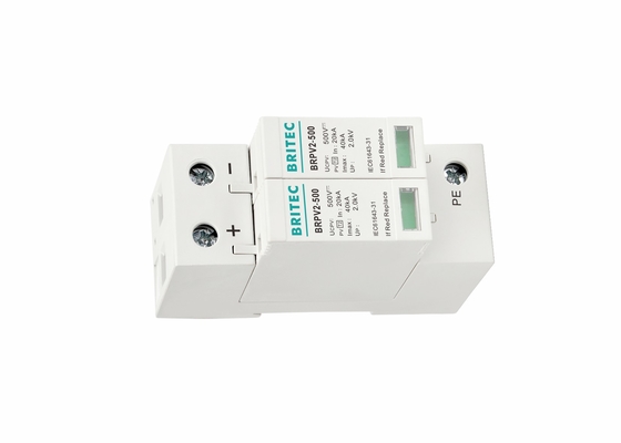 2P Pv جهاز الحماية من التوترات 40KA DC حماية التوترات 500V للنظام الشمسي الكهروضوئي