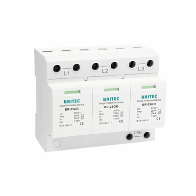BR-25GR 3P + 1 نوع 1 جهاز حماية من التفوق SPD Thunder Arrester فجوة الشرارة spd فئة 1 واقي البرق