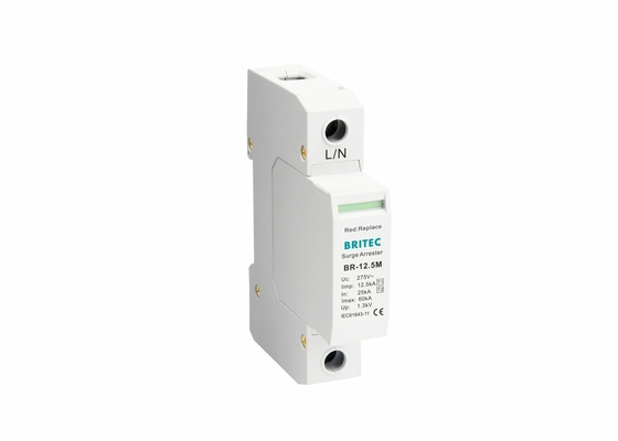 الدرجة I + II Iimp 12.5ka Spd إيقاف البرق 1p حماية الطفرات الكهربائية