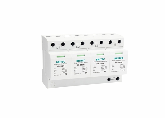 25kA ثلاث مراحل 4P من النوع الأول من الصنف I Lightning Surge Protector BR-25GR 4P