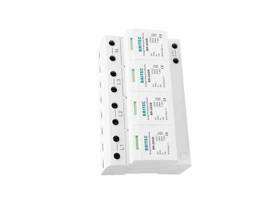 25kA ثلاث مراحل 4P من النوع الأول من الصنف I Lightning Surge Protector BR-25GR 4P
