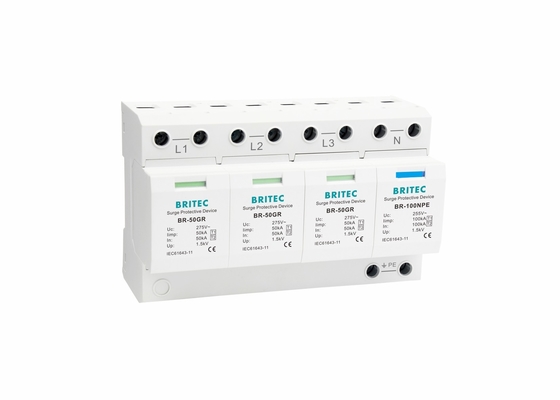 50kA الجهد المنخفض UL94-V0 3P+NPE حماية زيادة الطاقة