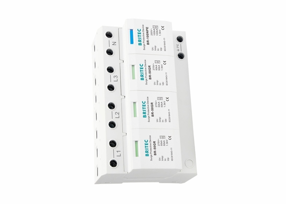 50kA الجهد المنخفض UL94-V0 3P+NPE حماية زيادة الطاقة