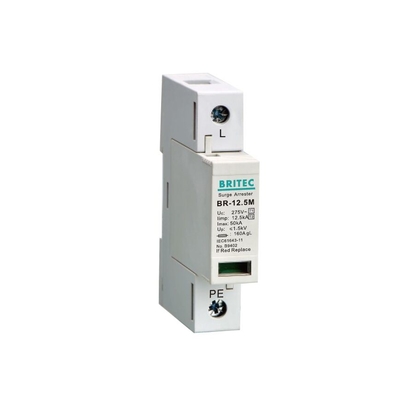 BR-12.5M 1P 12.5kA Tvss حماية زيادة الطاقة قاطع صاعقة عازل زيادة الطاقة t1 t2 spd