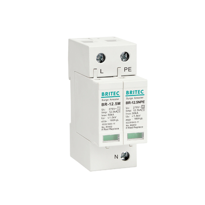 BR-12.5M 1P+1 المعدات الكهربائية 50kA 275v T1+T2 جهاز حماية من التيار الكهربائي