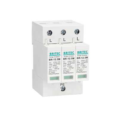 BR-12.5M 1P+1 المعدات الكهربائية 50kA 275v T1+T2 جهاز حماية من التيار الكهربائي