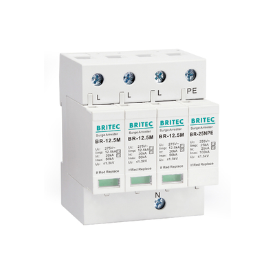 BR-12.5M 1P+1 المعدات الكهربائية 50kA 275v T1+T2 جهاز حماية من التيار الكهربائي