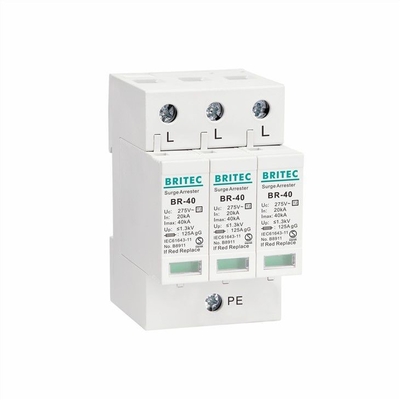 BR-40 2P 40kA 275V النوع 2 أحادي الطور TVSS SPD جهاز حماية من الصواعق