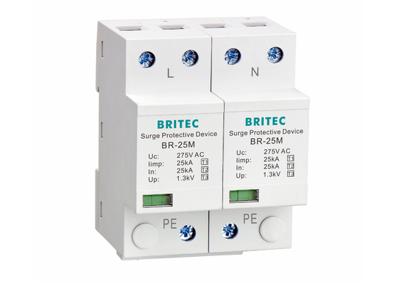 النوع 1+2+3 25kA 275V SPD 2 قطب النوع 1 حماية الطفرة حماية البرق