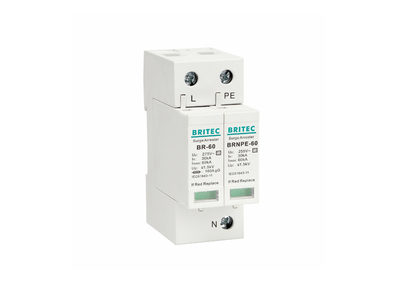 BR-60 1+1 نوع 2 حماية الطفرة جهاز حماية البرق 60KA الفئة C
