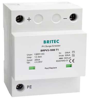 BRPV3-1000 T1 50ka DC 1000V 12.5ka جهاز حماية الطاقة الشمسية