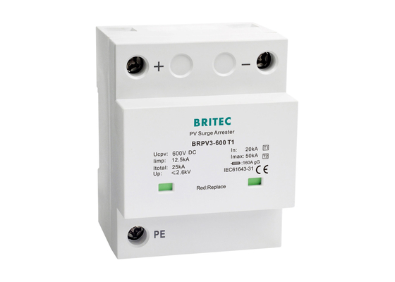 12.5kA BRPV3-600T1 نوع 1 + 2 حماية الطاقة الشمسية للطاقة الشمسية