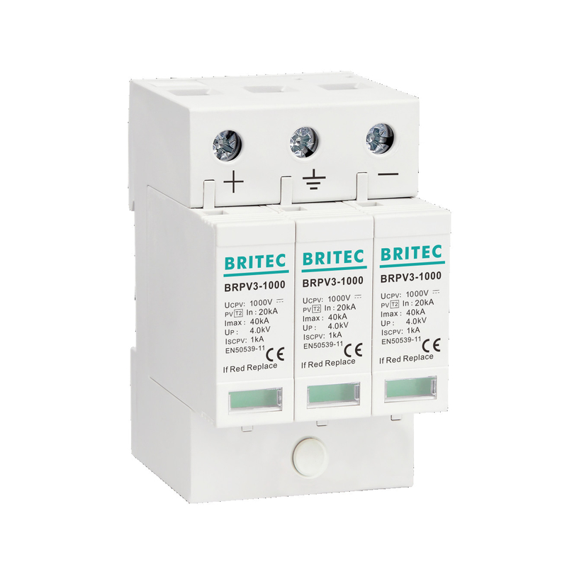 BRPV3-1000 1000V 3P الطاقة الكهربائية الشمسية spd DC حماية الطفرة الجهاز حماية الطفرة المكبوت