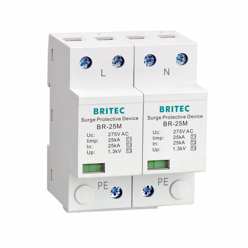 BR-25M 2P Lightning T1 + T2 صواعق B + C SPD 25kA حامي الرعد spd