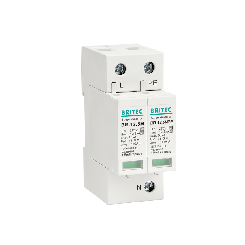 BR-12.5M 1P+1 المعدات الكهربائية 50kA 275v T1+T2 جهاز حماية من التيار الكهربائي