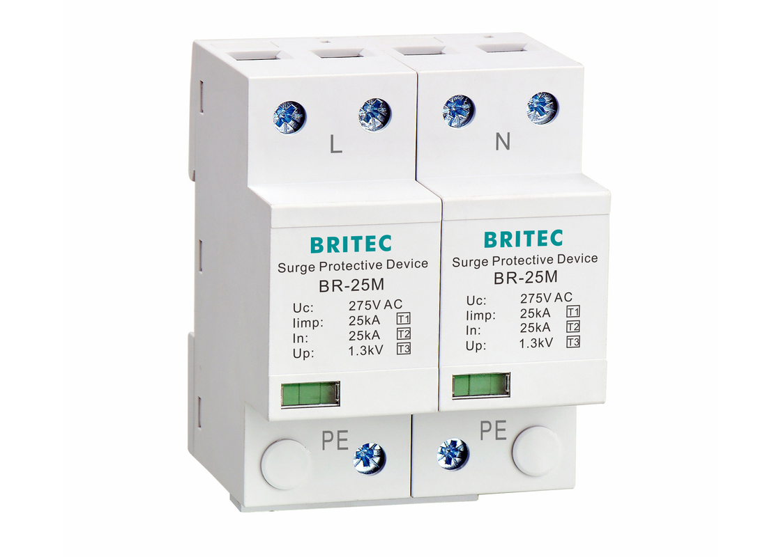 النوع 1+2+3 25kA 275V SPD 2 قطب النوع 1 حماية الطفرة حماية البرق
