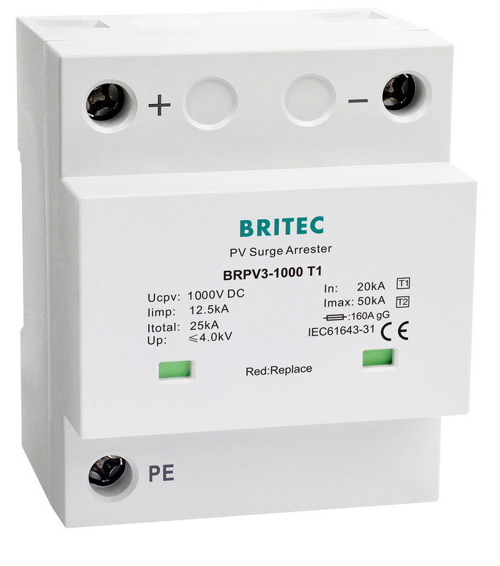 BRPV3-1000 T1 50ka DC 1000V 12.5ka جهاز حماية الطاقة الشمسية