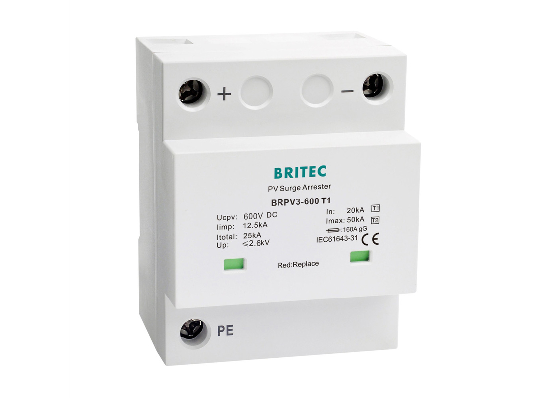 12.5kA BRPV3-600T1 نوع 1 + 2 حماية الطاقة الشمسية للطاقة الشمسية