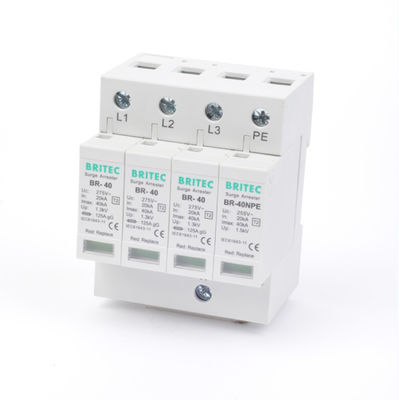BR-40 3P + 1 40kA مانع الصواعق Thunder Surge Protector جهاز T2 spd