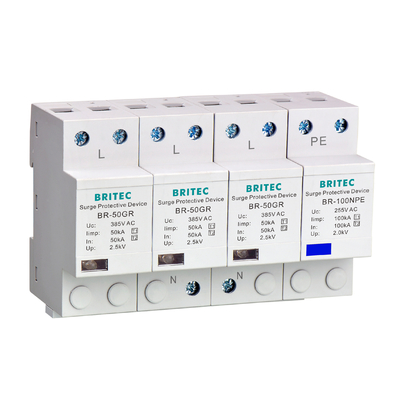 BR-50GR 385 1P 50kA Ac Din Rail Type 1 جهاز حماية الطفرة صواعق SPD spd t1 t2 ac