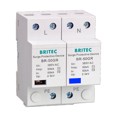 BR-50GR 385 1P 50kA Ac Din Rail Type 1 جهاز حماية الطفرة صواعق SPD spd t1 t2 ac