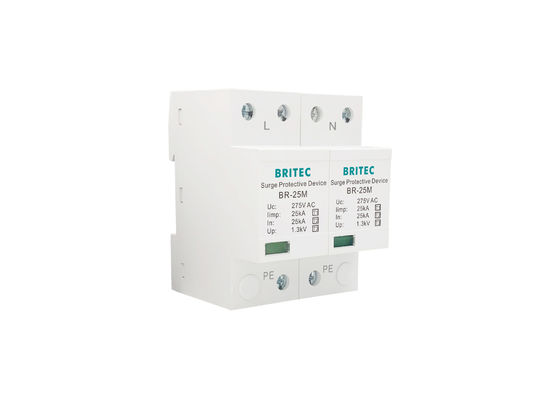25kA 275V Din Rail Surge Arrester SPD واحد مرحلة حماية الزيادة مع تقنية MOV