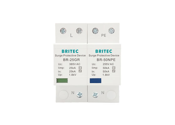 25 كيلو أمبير أحادي الطور من النوع 1 جهاز حماية الطفرة 1 + 1 الفئة الأولى لـ TT TN-S