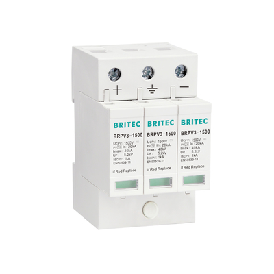 BRPV3-1000 DC Surge Arrester ضغط البرق 1000V PV spd 3p جهاز حماية من الطفرات الشمسية Dc Surge Protector Spd